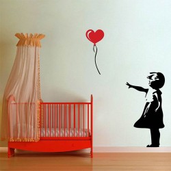 Girl with a Balloon Vinyl Wall Art Decal (WD-0430)